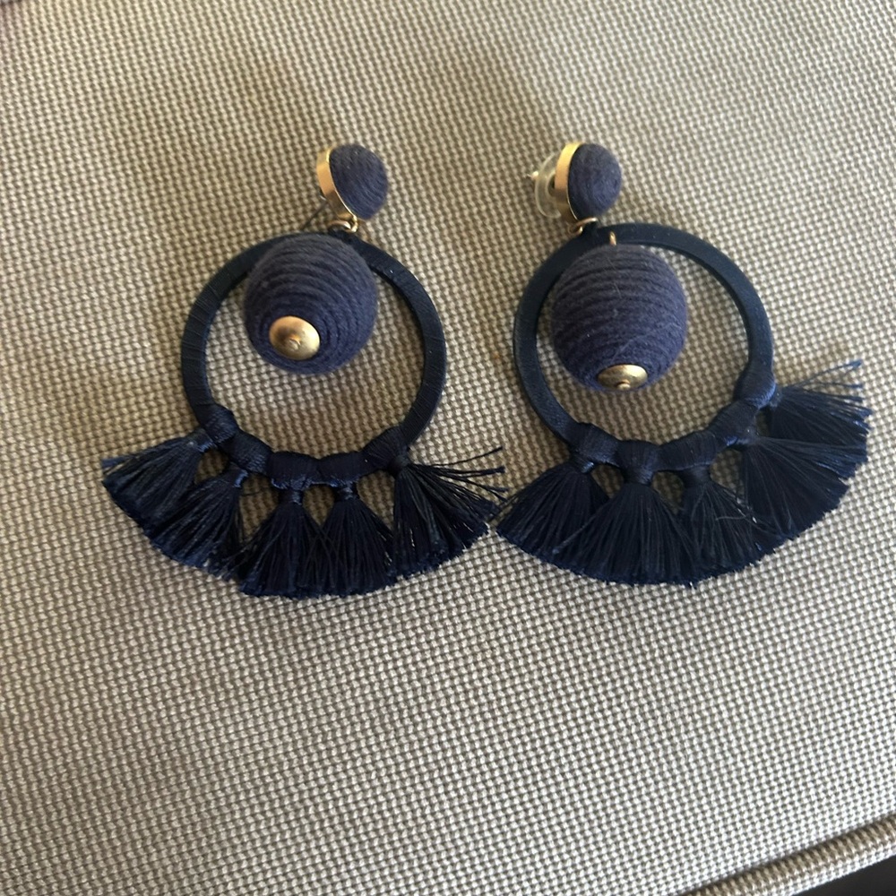 Tuckernuck Navy Blue Tassel Earrings